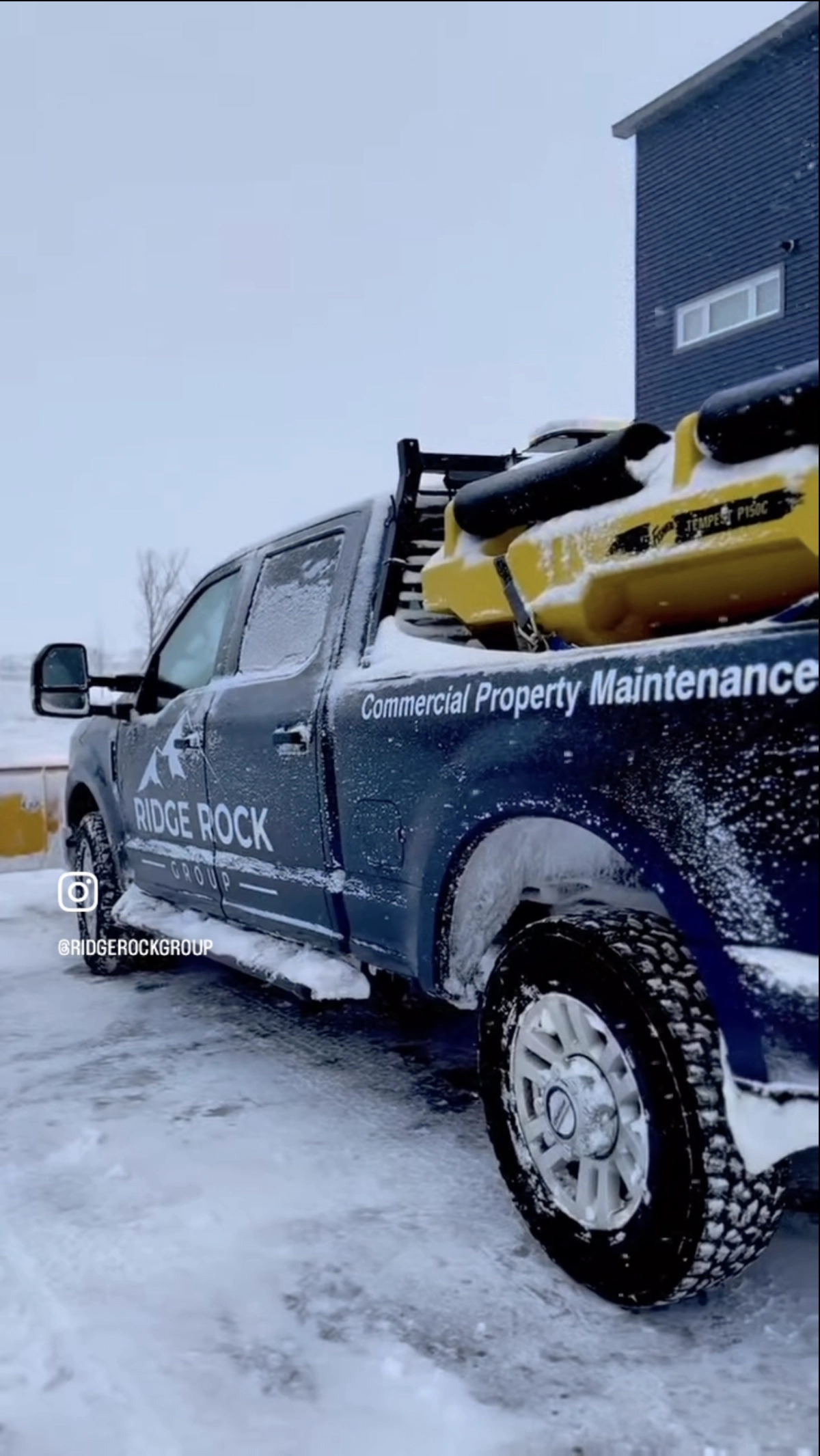 Ridge Rock Group branded truck loaded with salt totes